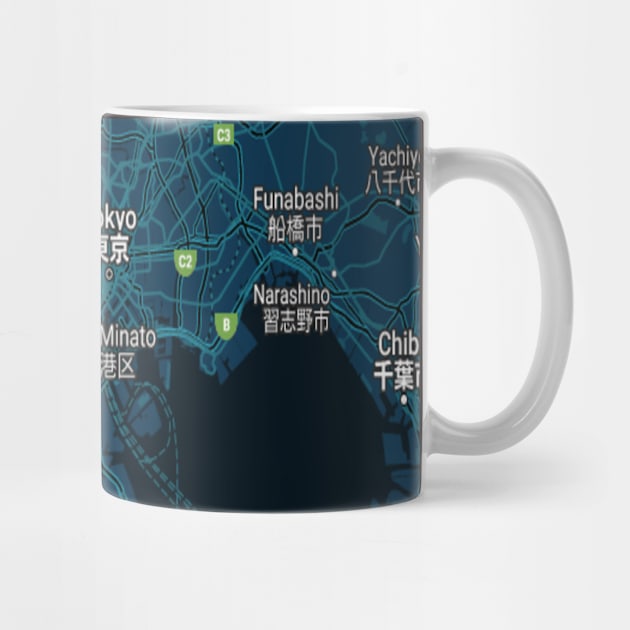 Tokyo dark blue map by Mapmania